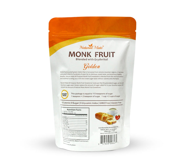 Monk Fruit Golden - All Purpose Erythritol Blend Sweetener 1 LB OR 16 OZ/Bag (GRANULAR)
