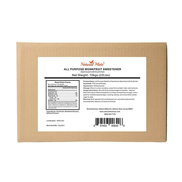 Monk Fruit Classic - All Purpose Erythritol Blend Sweetener | 10 KG or 22 LB/Carton (GRANULAR)