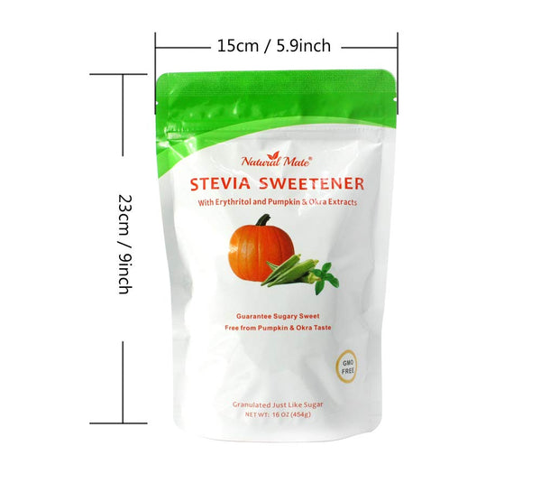 Nutritional Stevia Erythritol Blend Sweetener (with Pumpkin & Okra Extract) | 1 LB or 16OZ/Bag (GRANULAR)